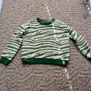 jr green zebra print sweater